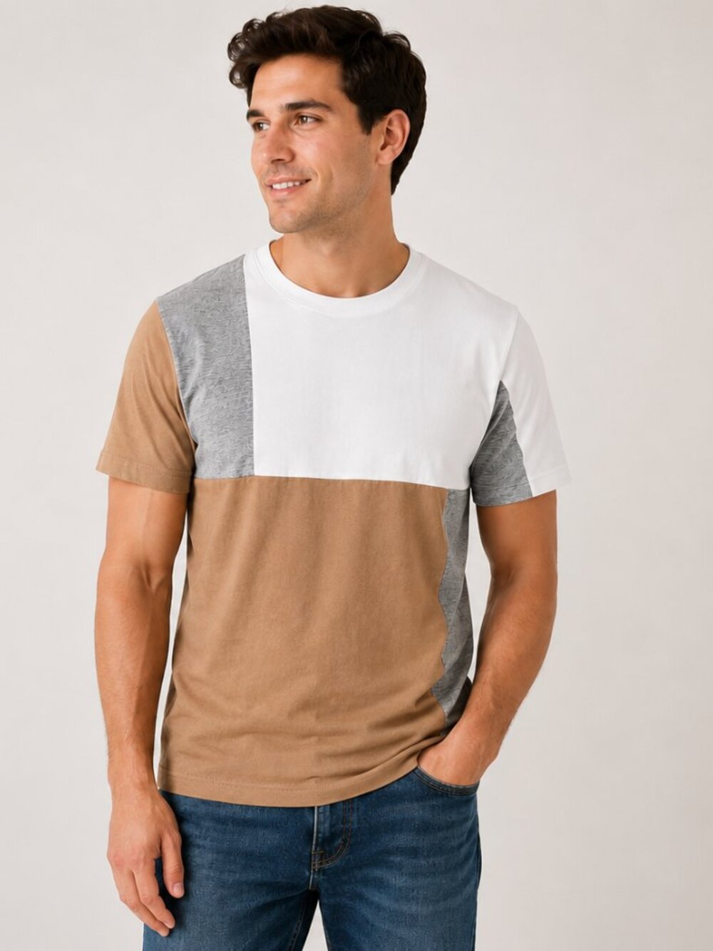 Cactus Man Ricky Singh Men's Color Block T-Shirt Size Medium Short Sleeve Casual